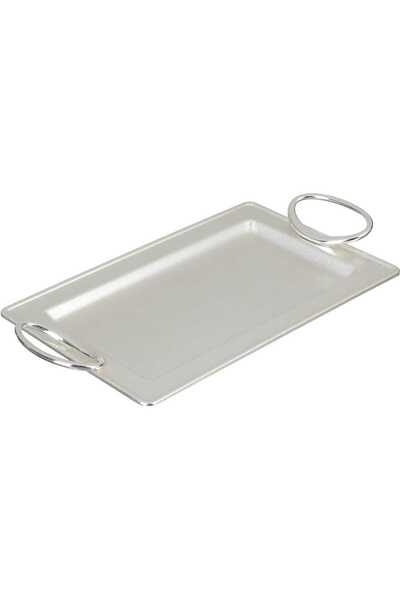 Alsaif Gallery Al Saif Gallery Steel Serving Tray, 30x18.5x1.5 cm - Silver