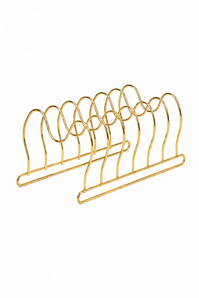 Edora Home Parlak Altın 6 Bölmeli Tava Tencere Kapak Düzenleyici Çekmece İçi Organizer Paslanmaz Metal