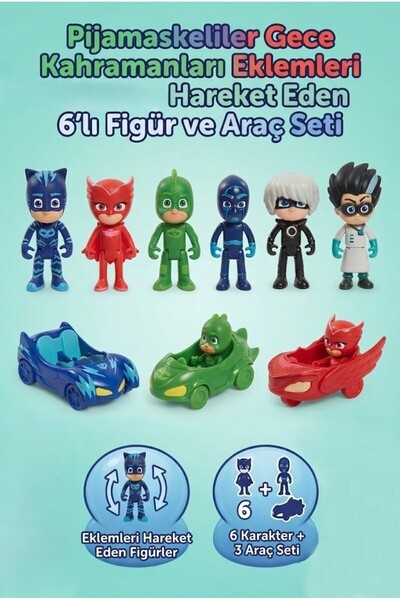 Tıfıl Toys Pijamaskeliler Gece Kahramanları Eklemleri Hareket Eden 6'lı Figür...