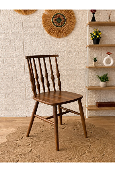 silla Boncuk Sandalye Ceviz Ahşap Sandalye