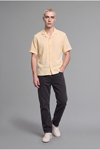 DeFacto Boxy Fit Apaş Collar Wrinkled Textured Short Sleeve Shirt G4154Ax26Au