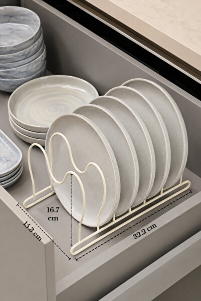 Edora Home Organizator pentru capace de oale, bej, cu 6 compartimente, organi...