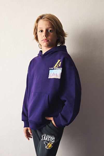 DeFacto Nba Los Angeles Lakers Crew Neck Soft Fleece Thick Sweatshirt Fabric ...