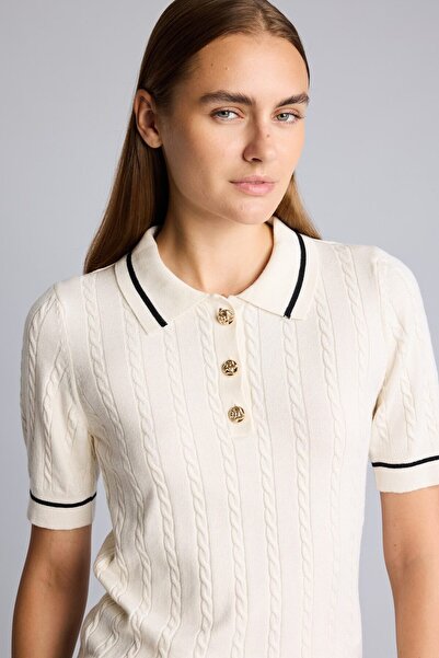 DeFacto Short Sleeve Ribbed Polo Collar Basic Sweater D9007Ax26Au