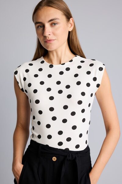 DeFacto Slim Fit Crew Neck Polka Dot Ribbed Short Sleeve T-Shirt I1837Ax26Hs