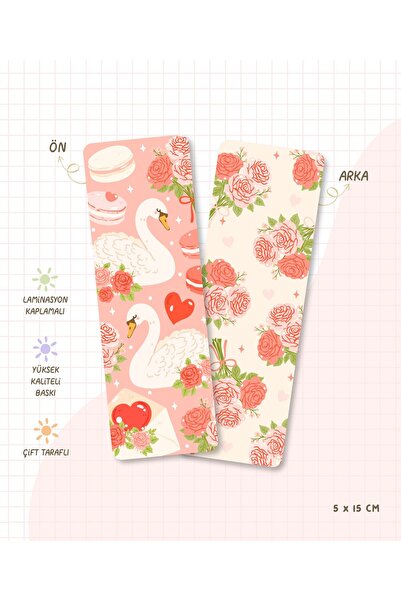 Flurina Studio Çift Taraflı Kitap Ayracı No:015 - Swan Garden