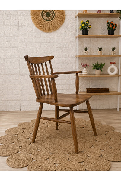 silla Kollu Yıldız Sandalye Ceviz Ahşap Sandalye