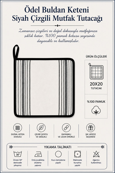 ÖDEL BULDAN Buldan Fabric Striped Patterned 20X20 cm Holder