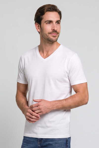 RELAXIA T-Shirt Men's V-Neck Combed Cotton