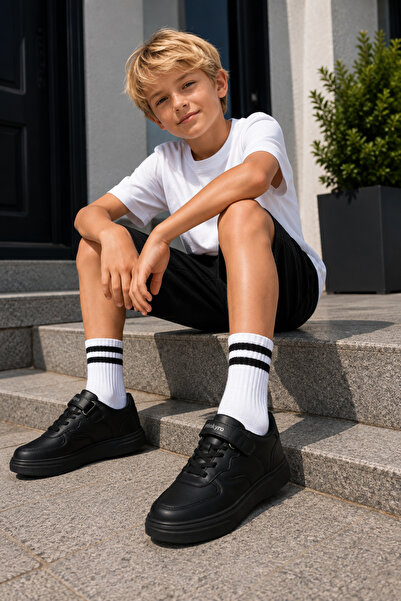 Kidx Pinokyo Ntr Hafif Ve Rahat Unisex Çocuk Günlük Spor Ayakkabı Siyah