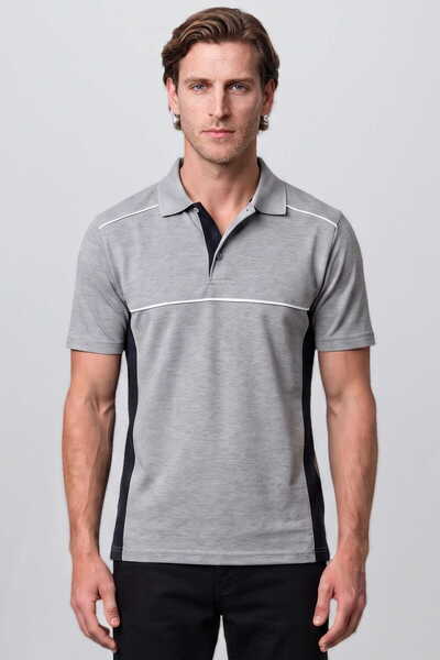 RELAXIA Polo Neck T-Shirt Two-Tone Trim