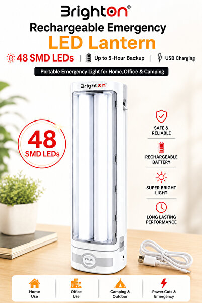 Brıghton فانوس LED قابل لإعادة الشحن للطوارئ |   48 مصباح LED من نوع SMD |   ...