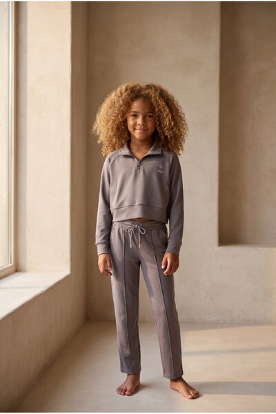 Katia&Bony Pantaloni de sport Basic Fluffy pentru copii Gri închis