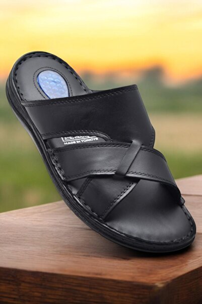 ISPARTALILAR Gel Sole 056 Full Orthopedic Daily Genuine Leather Men's Slipper...