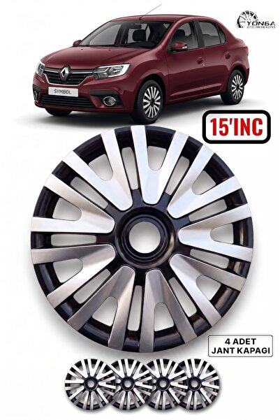 YONGA OTO AKSESUAR RENAULT SYMBOL 15 İnç Jant Kapağı 4'lü Set Siyah Gümüş + 4...