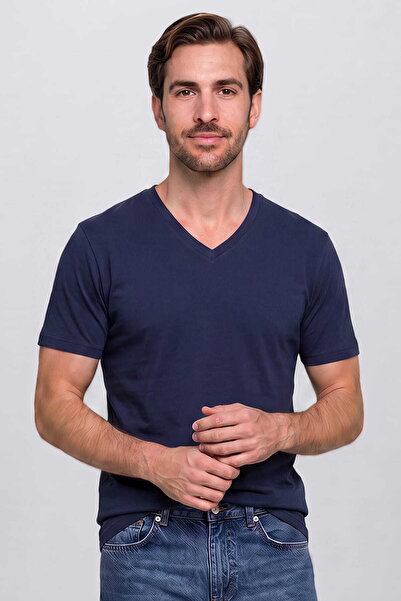 RELAXIA T-Shirt Men's V-Neck Combed Cotton