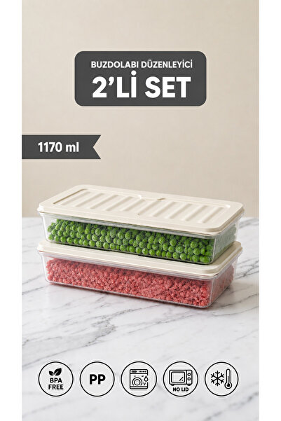 Nesto Home 2'li Set 1170 ml Buzdolabı Düzenleyici Buzluk Ve Mikrodalga Saklam...