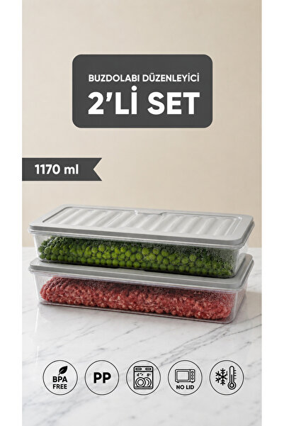 Nesto Home 2'li Set 1170 ml Buzdolabı Düzenleyici Buzluk Ve Mikrodalga Saklam...