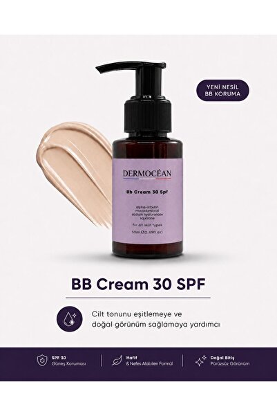 DERMOCÉAN BB Krem SPF 30 Alpha Arbutinli Nemlendirici Cilt Tonu Eşitleyici 50 ml