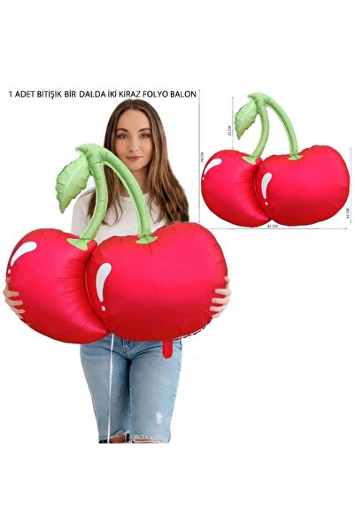 partidolu Fruit Cherry Bitişik İkili Görünüm Kiraz Meyve Folyo Balon 70x85 cm...