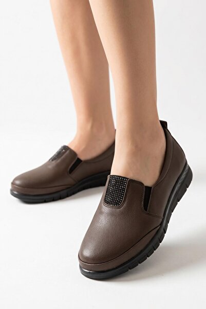 ISPARTALILAR 0240 Stoned Comfortable Orthopedic Sole Daily Women's Shoes Flat...