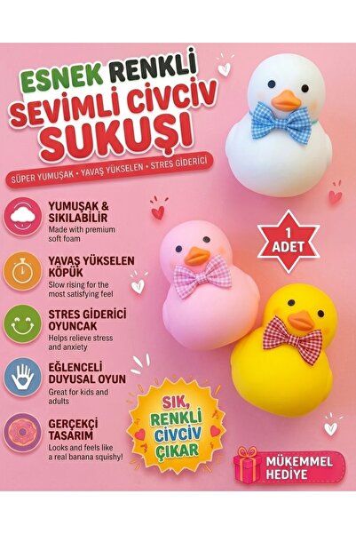 OYUNCAKSAHİLİ Civciv Sukuşi Skuşi Squishy Sevimli Hayvan Ördek Esnek Stres 1 ...