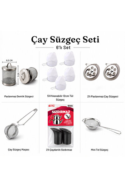 Zarif İnci Çay Bitki Ihlamur Çaydanlık Demlik Süzgeç Seti Tül, Kafes, Bardak ...