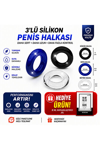 Cinsel Ilişkiyi Uzatan 3'lü Silikon Penis Halkası Seti