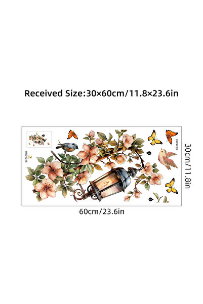 Choice 30x60CM Colorful Flower Pendant Lamp Bird Wall Sticker For Bedroom Liv...