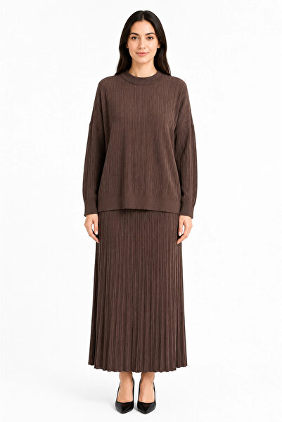 Nuss Triko Skirt Suit Coffee 702