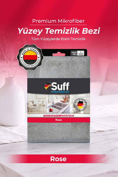 Suff Rose Gül Genel Temizlik Bezi 70x50 | Geniş Yüzey Mobilya Temizlik Bezi -...