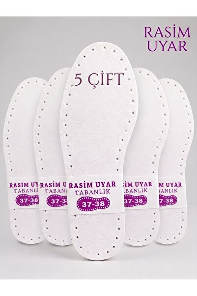Genel Markalar 5 Çift Beyaz Suni Derili Patik Tabanı 2 Katmanlı Keçesiz