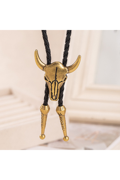 Choice1 Bronze 1Pcs Men's Long Necklace Pendant Bullhead Western Cowboy Eleme...