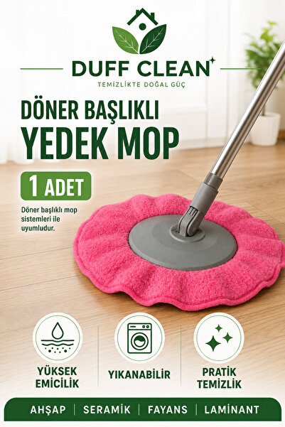 DUFF CLEAN (1 Piece) Standard Size Rotating Head Replacement Mop Cloth Blue Pink