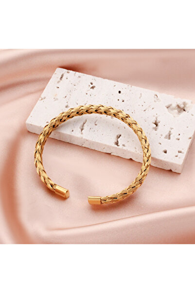 Choice1 Gold 1Pcs Titanium Steel Woven Bangle Trendy And Minimalist Style Ste...