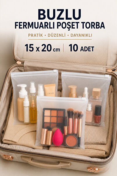 Delvos 10 Adet Valiz Dolap Içi Düzenleyici Organizer Buzlu Fermuarlı Kilitli ...