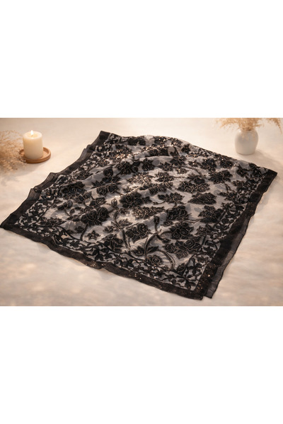 OEM Batic Elegant Negru cu Motive Fine – Batic Transparenta de Lux pentru Tin...