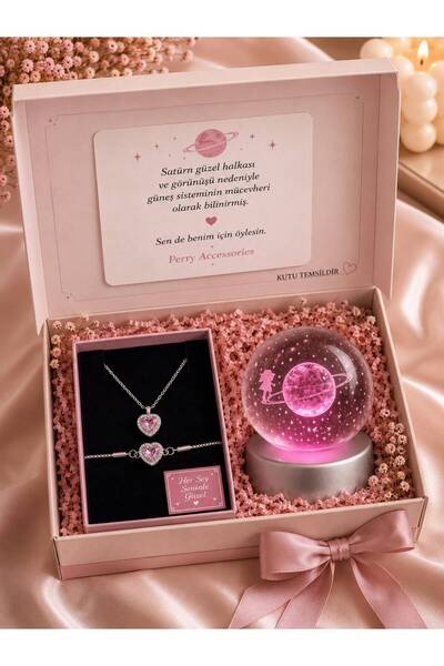 Le Manolia Accessories PEMBE  ÇELİK KALP ZİRKON KOLYE VE BİLEKLİK  RENK DEĞİŞ...
