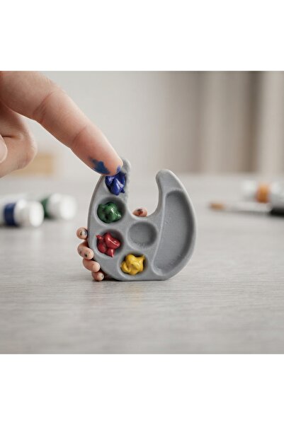 No19 Atölye Mini Boya Paleti, Gri 5'li Set – Nail Art, Taş Boyama, Minyatür, Hobi ve Çocuk Boyama Etkinlikleri İçin 6 Bölmeli Mini Palet (3 x 3,5 cm)