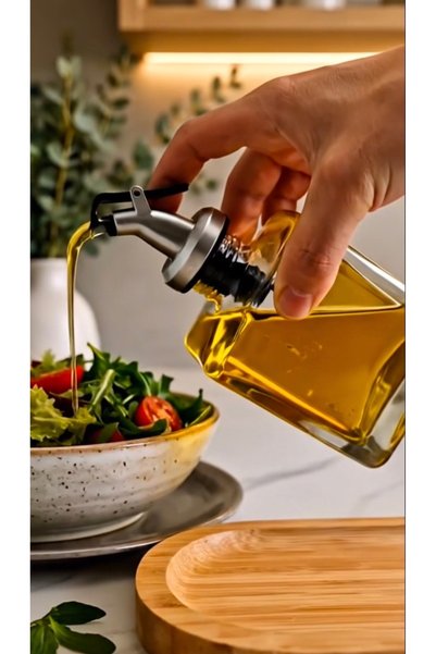 Trend Home Life Sofranız için Ahşap Stantlı 2 li 200 ml Cam Yağdanlık Sirkelik Zeytinyağı, Sıvı Yağlık, Sosluk Şişe