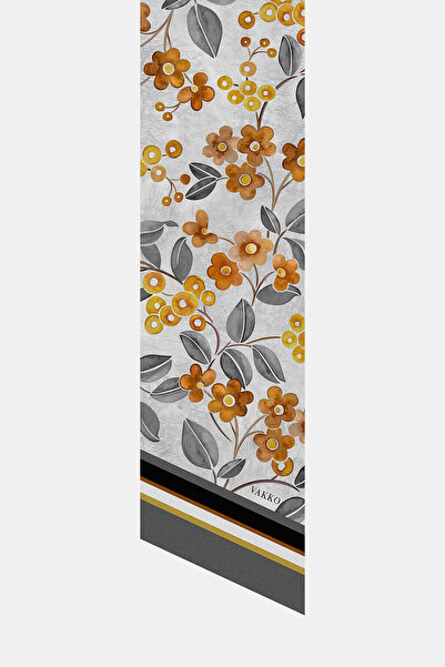 Vakko ÇİÇEK DESENLİ TWILL İPEK FULAR