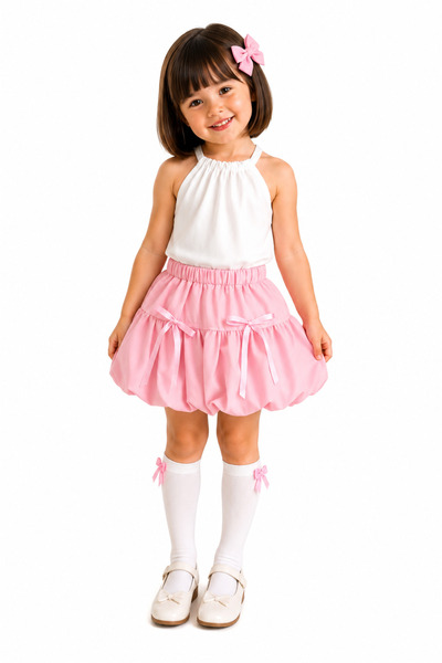 TREND NATURAL Baby Girl and Child Bow Balloon Skirt 1-7 Years Old School Kind...