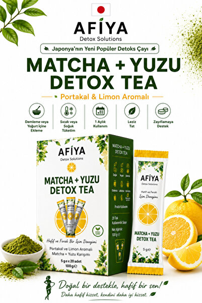 Afiya Detox Solutions Matcha Detoks Çayı Ve Yuzu Detoks Çayı, 2'li Güçlü Karı...