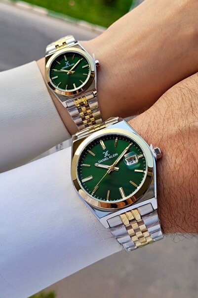 Daniel Klein Dial Green Cord Gold Metallic Color 2 Year Warranty Lover Couple...