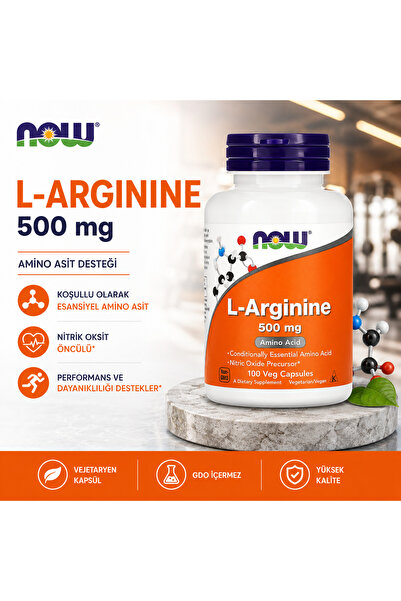 Now Foods Supplements L-Arginine(Arjinin) 500 mg Nitric Oxide Precursor Amino...