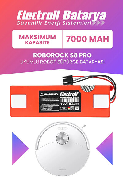 ELECTROLL Roborock S8 Pro Batarya 7000mah Pil Robot Süpürge Bataryası