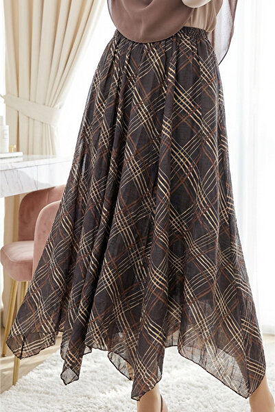 Modamorfo Asymmetrical Cut Skirt with Frayed Lining - Tensel Skirt -K. Coffee