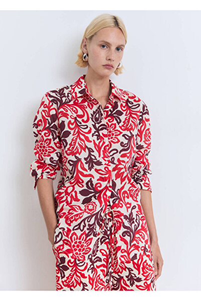 MANGO Woman Patterned cotton shirt
