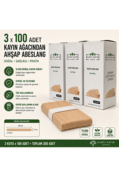 Kuzey Ahşap Ayancık 100’lü Abeslang Dil Çubuğu - Ağda Spatulası x 3 Kutu 300
