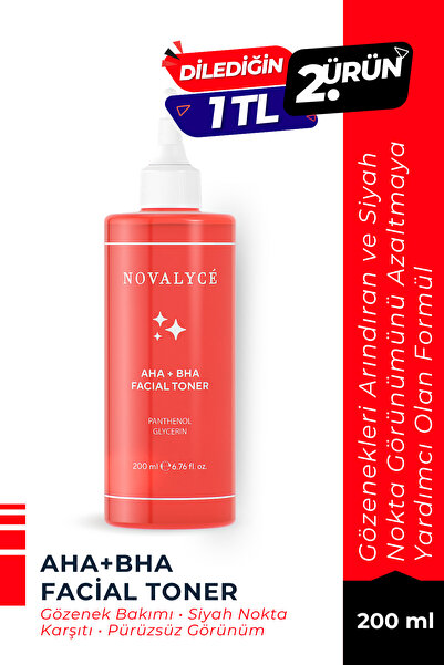 Novalyce AHA BHA Tonik 200 ml | Siyah Nokta Görünümü Karşıtı, Gözenek Bakımı